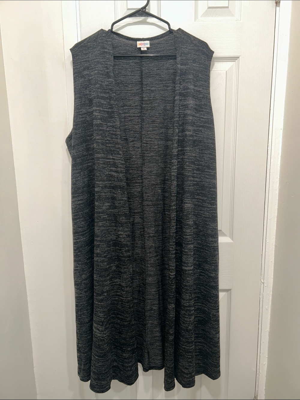 LuLaRoe Sleeveless Open-Front Knit Cardigan Dress - Dark Gray Heather